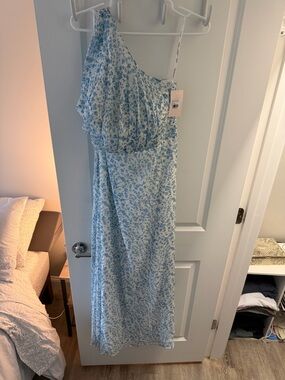 Birdy Grey One-Shoulder Blue Floral Wedding Dress